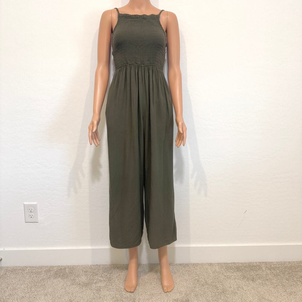 Mimi Chica large smocked cropped wide leg jumpsuit pant pockets P 3098 - Picture 8 of 11